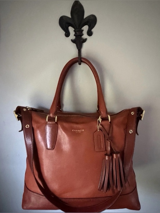 Coach Handbags - COACH Cognac Leather Legacy Rory North South Shoulder Bag/ Brass/ Match Wristlet
